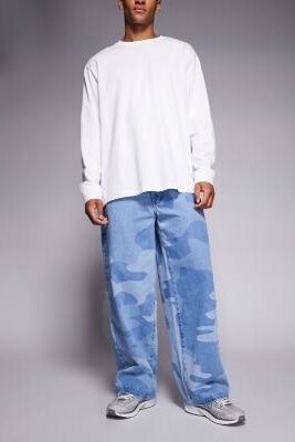 Джинсы свободного кроя из денима в тон камуфляжа артикул 150524807