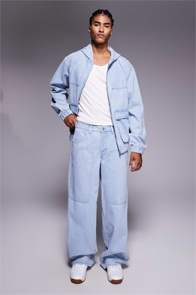 Облегающие джинсы-карпентер с эффектом отбеливания артикул 148997885