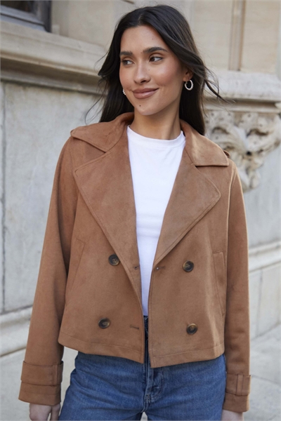 Укороченный тренч из искусственной кожи артикул 155688946