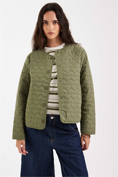 Куртка с стеганым узором в форме сердца, хаки-зеленая артикул 152906715