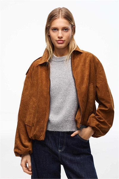 Куртка из искусственной замши с балонами артикул 155165121