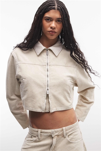 Комплект из куртки с контрастным воротником и брюк из вельвета с кислотной обработкой артикул 155209910