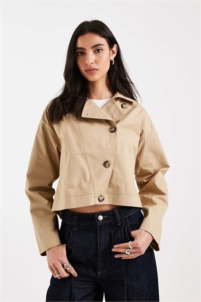 Подростковый асимметричный короткий тренч из 100% хлопка артикул 154972460