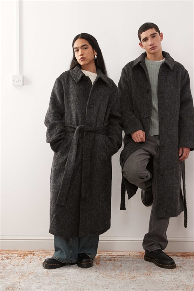 Универсальное пальто с поясом, имитирующее шерсть, с однобортным кроем артикул 148078258