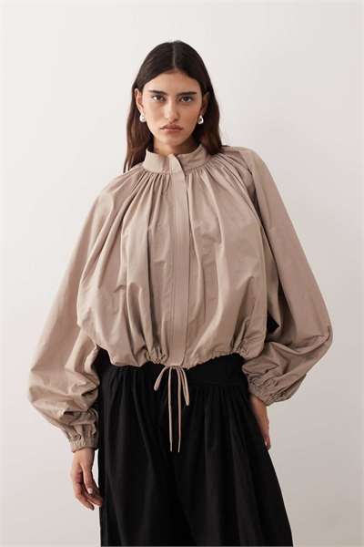 Оверсайз-куртка-бомбер с рукавами-баллонами, цвет «камень» артикул 151785156