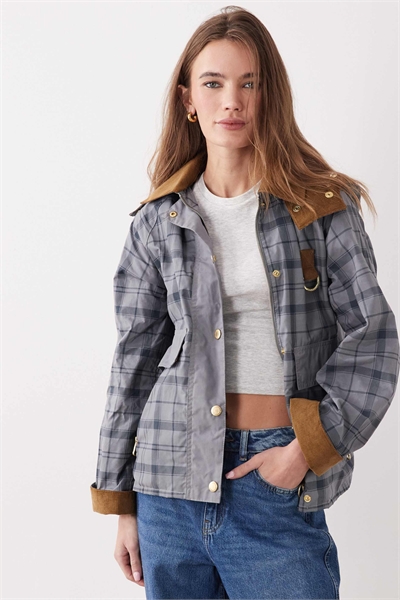 Куртка из вощеной ткани с клетчатым узором Carnforth в синем цвете артикул 154707686