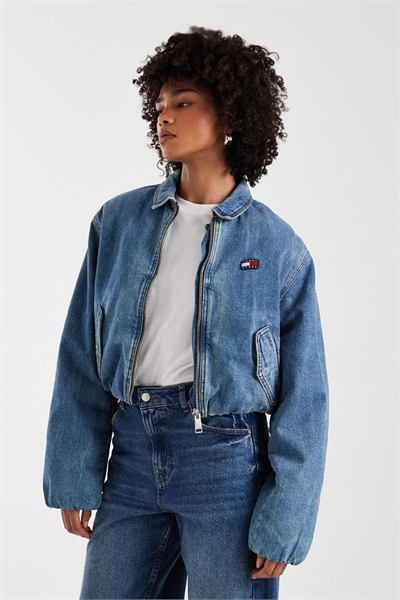 Джинсовая куртка Харрингтон с утеплителем артикул 151341627