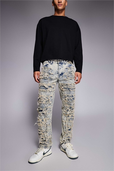 Джинсы из денима с расслабленным кроем и эффектом потертостей, светло-голубой оттенок артикул 150524815