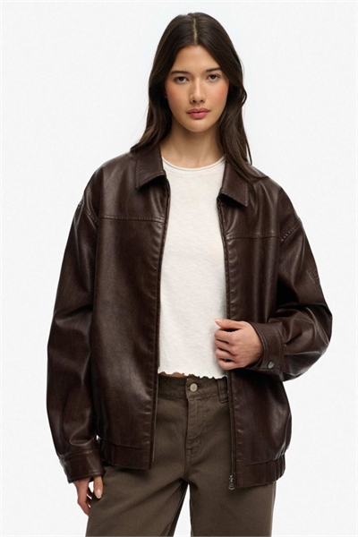 Оверсайз-куртка-бомбер с воротником цвета горячего шоколада артикул 155932892