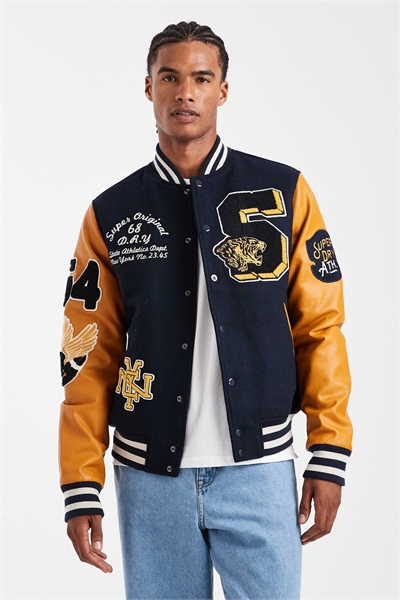 Винтажная куртка с нашивками в цвете eclipse navy/mustard артикул 150993062