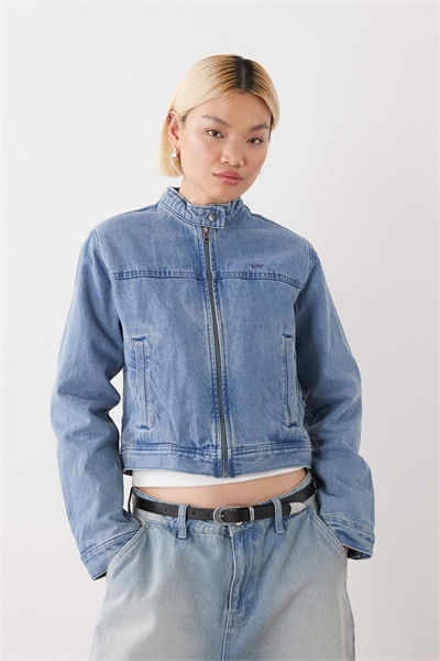 Куртка-пиджак Premium Pomona без воротника, средне-синего цвета артикул 155395578