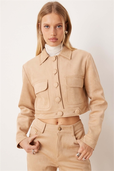 Короткая куртка из искусственной замши артикул 152422869