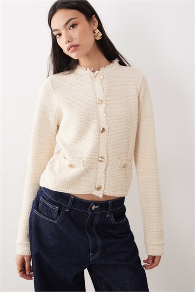 Кардиган из плотного трикотажа с добавлением хлопка и золотыми пуговицами артикул 150175883