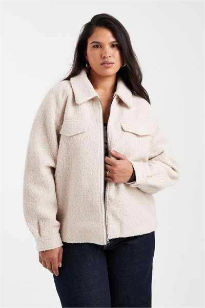 Куртка из букле с застежкой-молнией, цвет камень артикул 148035940