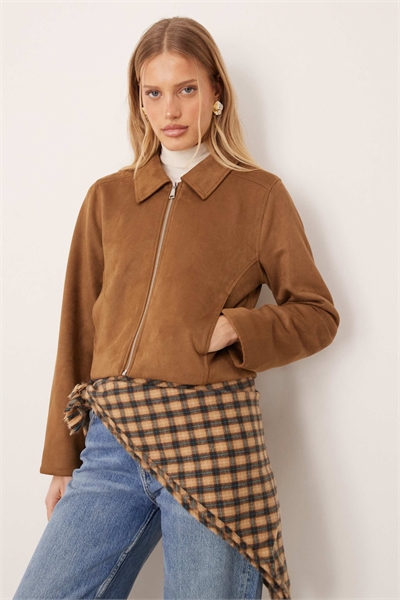 Куртка из искусственной замши светло-коричневого цвета артикул 153048372