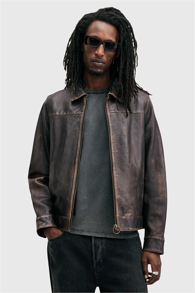 Куртка на молнии из промытой кожи Alkan артикул 145573231