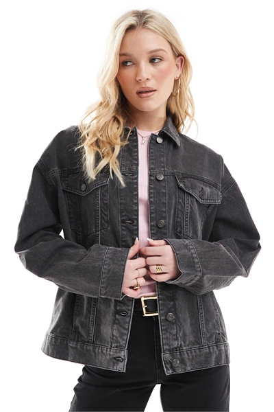 Джинсовая куртка свободного кроя в стиле 90-х артикул 140662964