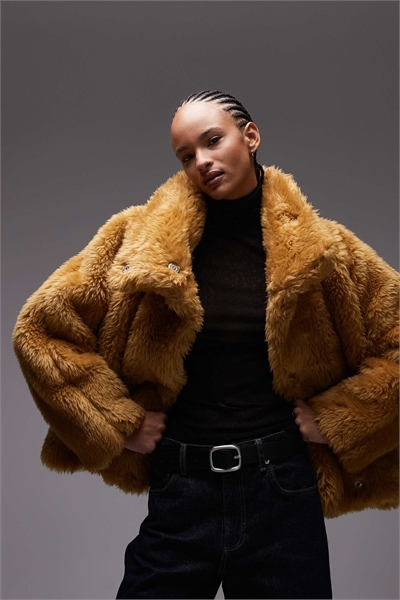 Куртка-бомбер с пуховым наполнителем из искусственного меха артикул 152418521