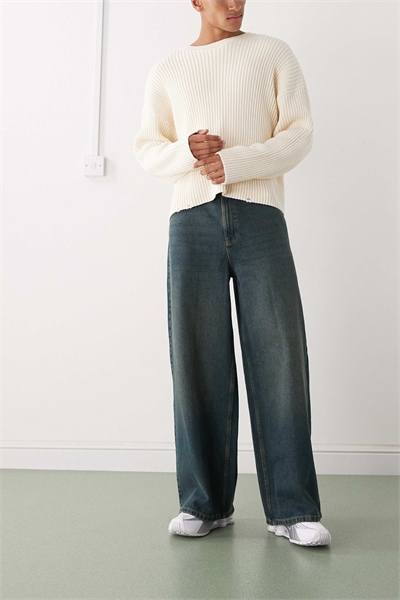 Джинсы X003 с широкими брючинами и средней посадкой артикул 148410116