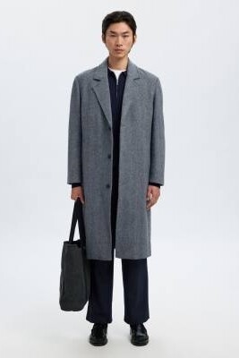 Длинное пальто темно-серого цвета артикул 155101739