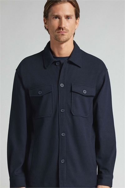 Куртка-рубашка с пуговицами темно-синего цвета артикул 154123512