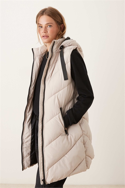 Утепленный жилет Chevron с капюшоном и длинными рукавами, цвет «камень» артикул 143701909