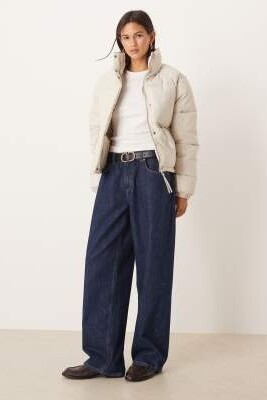 Пуховик с застежкой-молнией и деталями из камня артикул 143724741