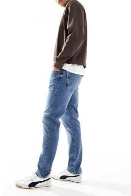 Хлопковые винтажные джинсы прямой крой средней синеты артикул 150906957