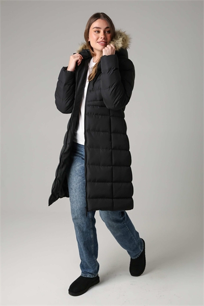 Парка с утеплением Midi и капюшоном из искусственного меха черного цвета артикул 152209364