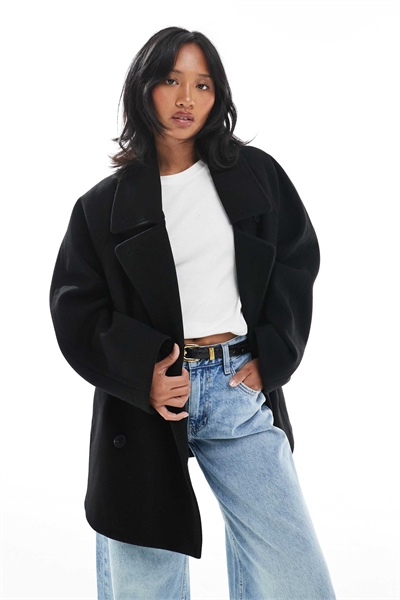 ASOS DESIGN Petite — удлиненный пальто-бушлат черного цвета артикул 142206277