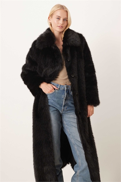 ASOS DESIGN — удлиненное пальто из искусственного меха с контрастной окантовкой для высоких людей артикул 147898485