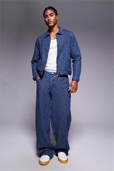 Расслабленный комплект из джинсов-багги в голубом цвете артикул 151096696