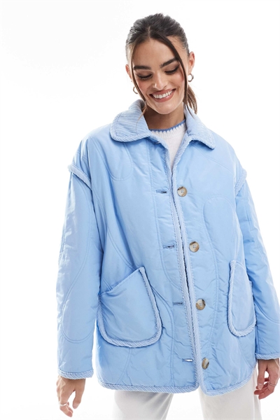 Стеганая куртка с элементами из вельвета артикул 135763142