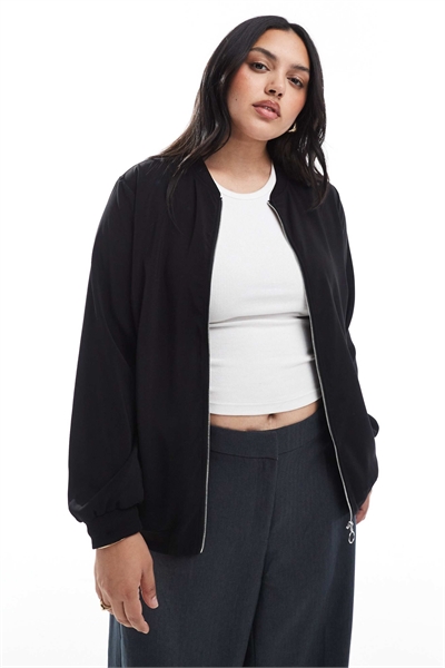 Оверсайз-куртка-бомбер черного цвета артикул 148518894