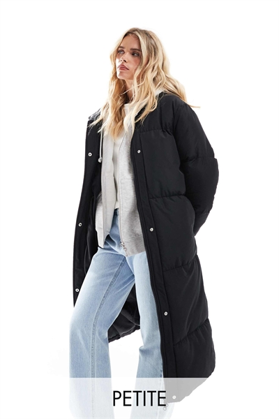 Макси-пуховик с капюшоном черного цвета артикул 134783918