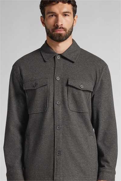 Куртка-рубашка с пуговицами темно-серого меланжевого цвета артикул 154219090