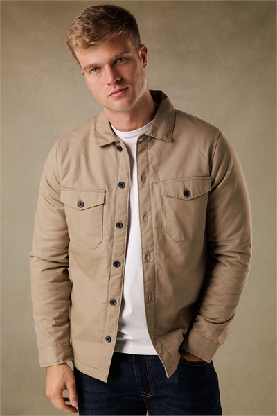 Хлопковая рубашка в стиле рабочей с пуговицами, цвет «камень» артикул 152059541