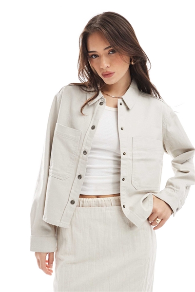 Хлопковая куртка с карманами, цвет «камень» артикул 141244310