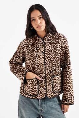 Стеганая куртка с леопардовым принтом артикул 141662737