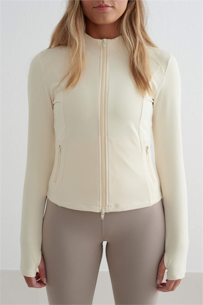Куртка с застежкой-молнией белого цвета «миндальный» артикул 147571211