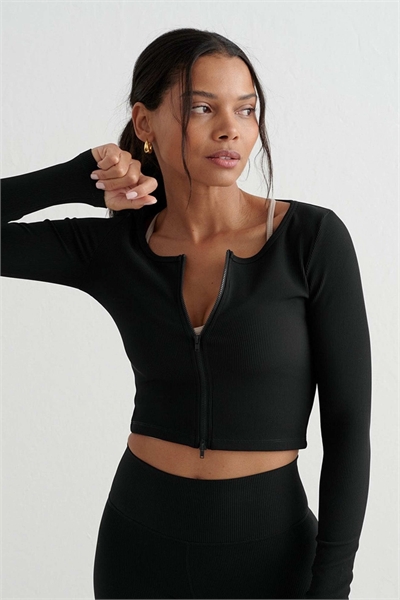 Черный ребристый кардиган с застежкой-молнией артикул 142297987