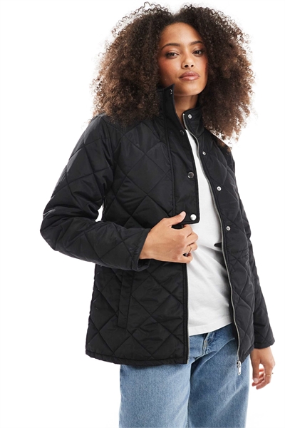 Куртка с воротником-воронкой и стеганым узором, черного цвета артикул 141242236