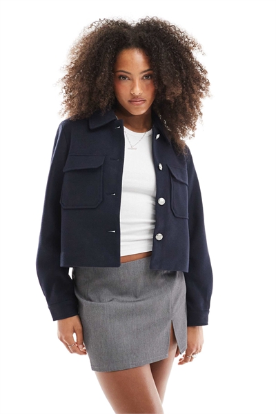 Карманная куртка темно-синего цвета артикул 141242217