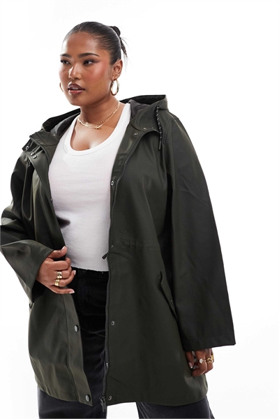 Дождевая куртка с капюшоном и покрытием, цвет темно-хаки артикул 136332661