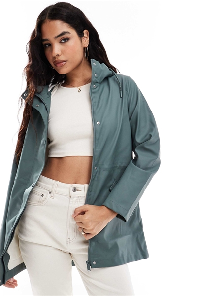 Дождевая куртка с капюшоном и покрытием, зеленого цвета артикул 136056087