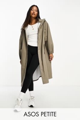 ASOS DESIGN Petite прорезиненное пальто-парка цвета гриба артикул 132826653
