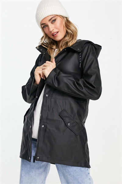 Дождевая куртка с капюшоном, черного цвета артикул 121420359