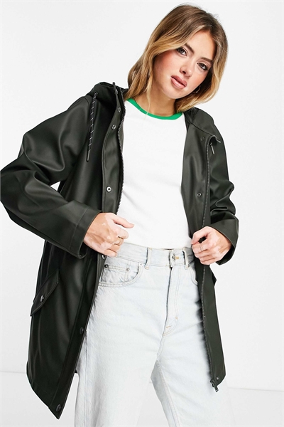 Куртка с капюшоном и покрытием глубокого хаки артикул 119339969