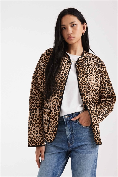 Стеганая куртка с леопардовым принтом артикул 153084251