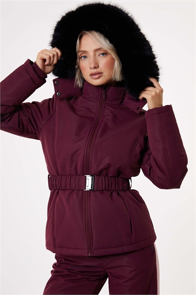 Лыжная куртка с поясом и утеплителем артикул 153126318